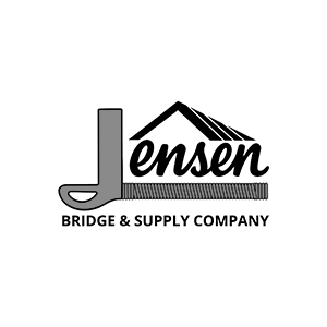 Jensen Bridge & Supply Company logo featuring a stylized J forming a roof over the word 'Jensen' and a beam beneath, with 'BRIDGE & SUPPLY COMPANY' text below.
