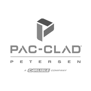 PAC-CLAD Petersen logo featuring a geometric emblem above the brand name, with the text 'PETERSEN' and a small 'A Carlisle Company' caption.