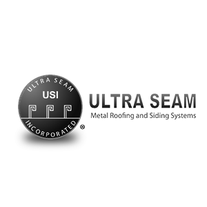 Ultra Seam logo with a circular badge reading 'ULTRA SEAM' and 'USI', plus the tagline 'Metal Roofing and Siding Systems' on the right.